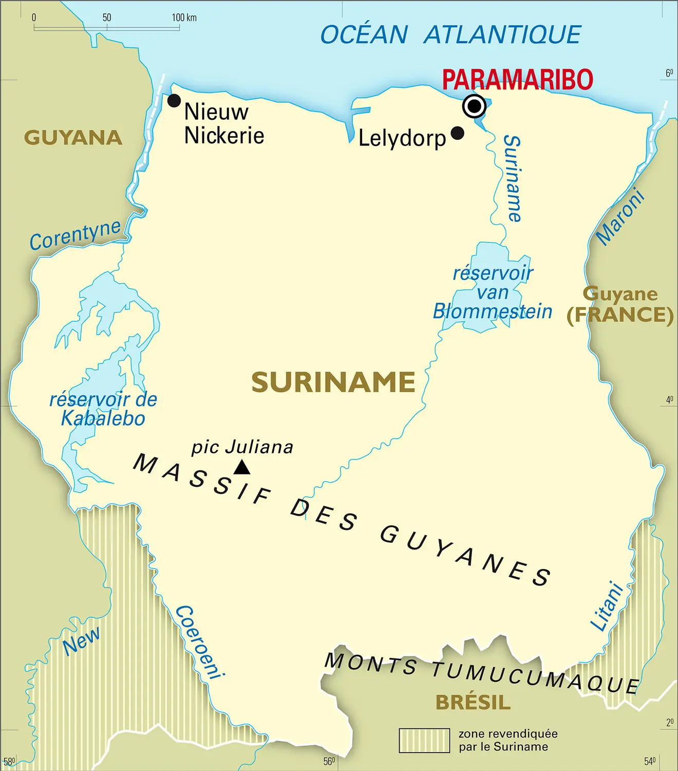 Suriname carte générale Média Encyclopædia Universalis