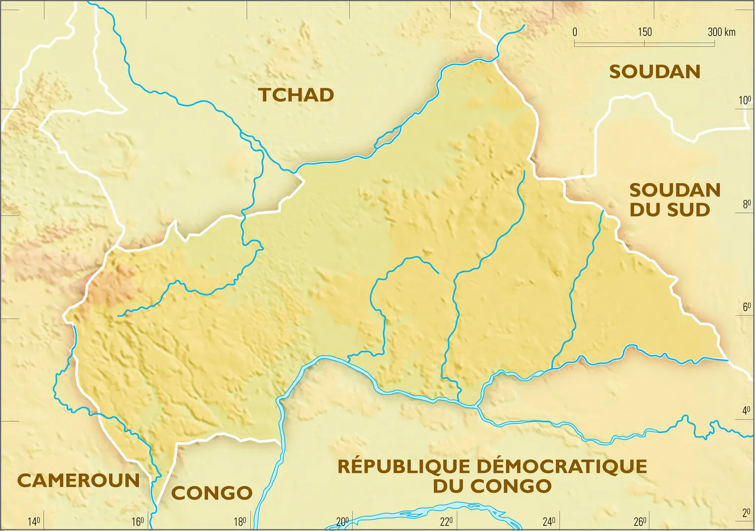 Centrafricaine République carte physique vierge Média