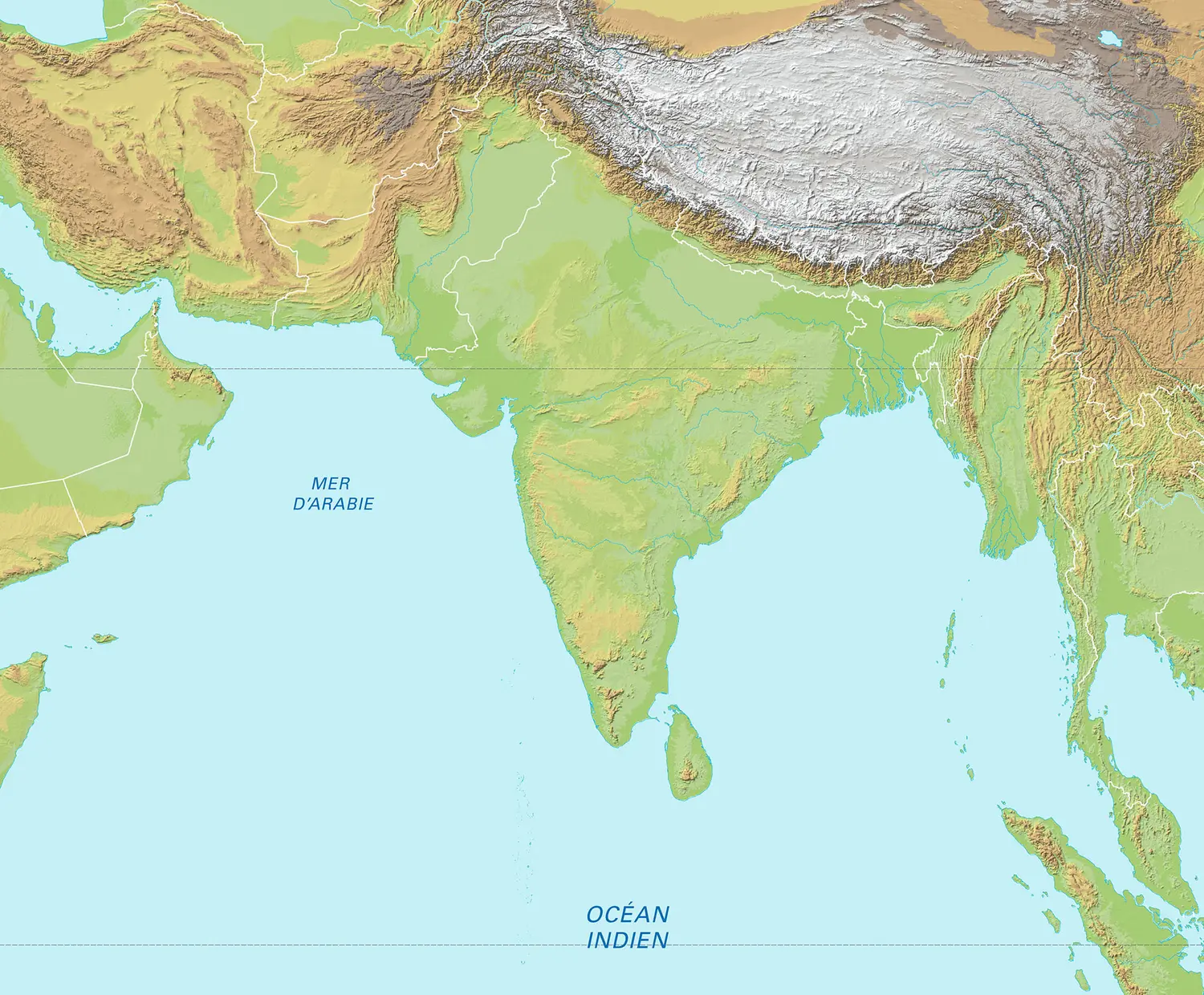 Asie Du Sud Carte Physique Vierge M Dia Encyclop Dia Universalis