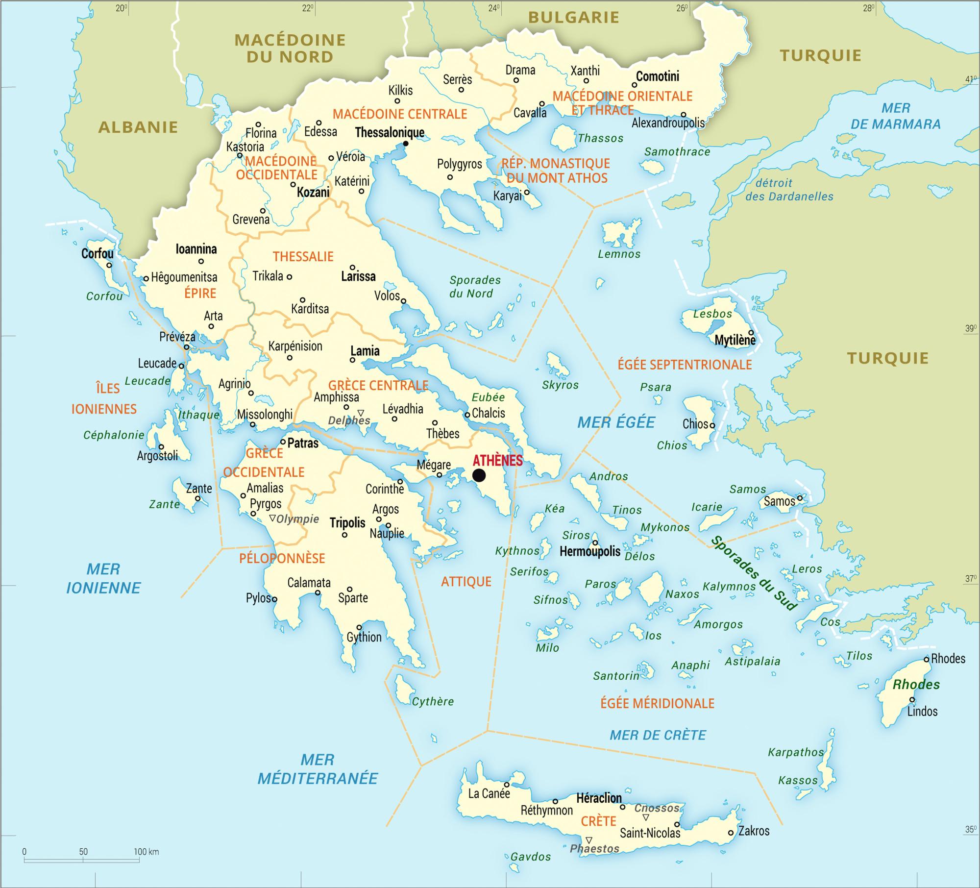 Grèce : carte administrative - Média - Encyclopædia Universalis