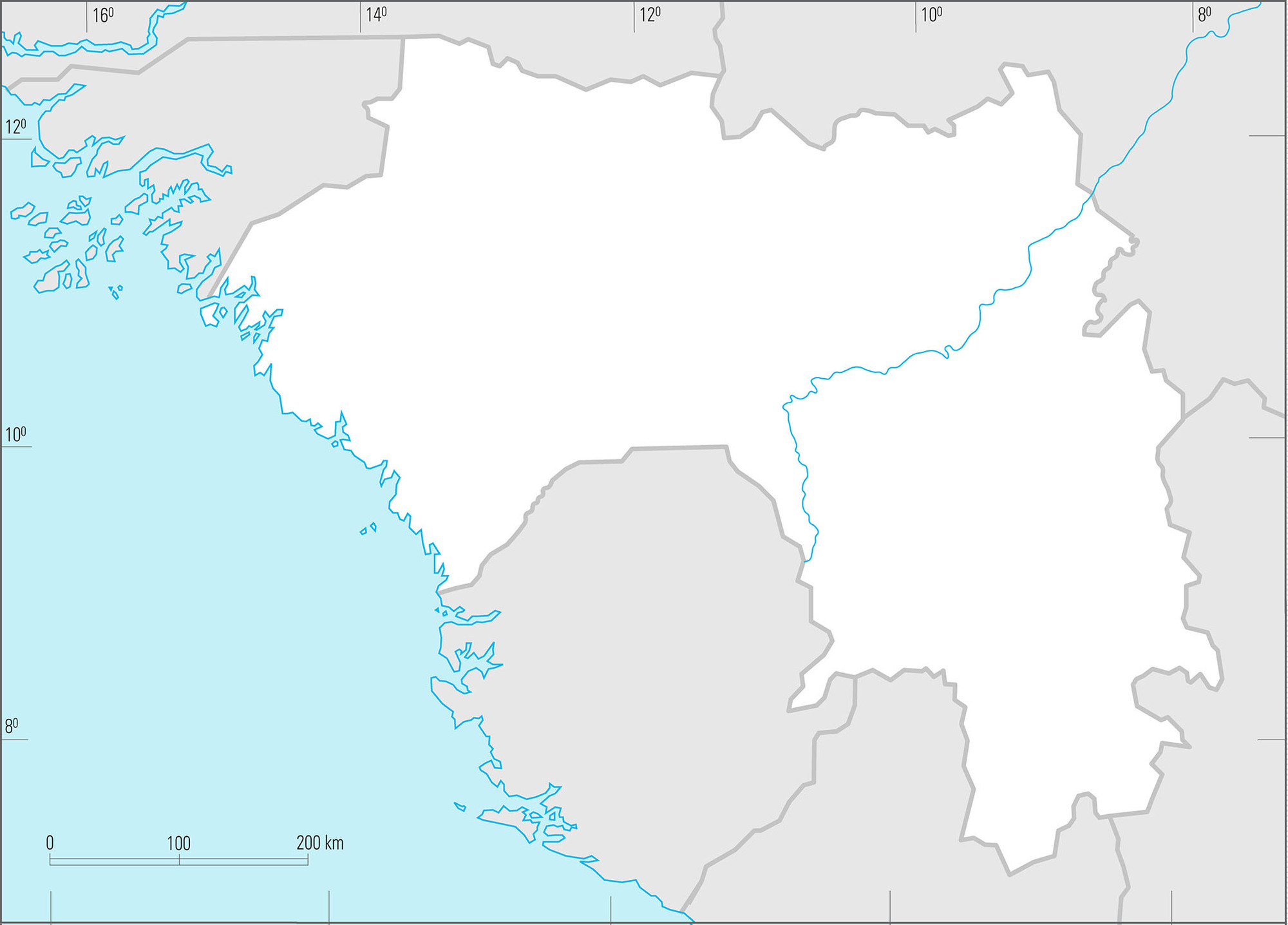 Guinée : carte vierge