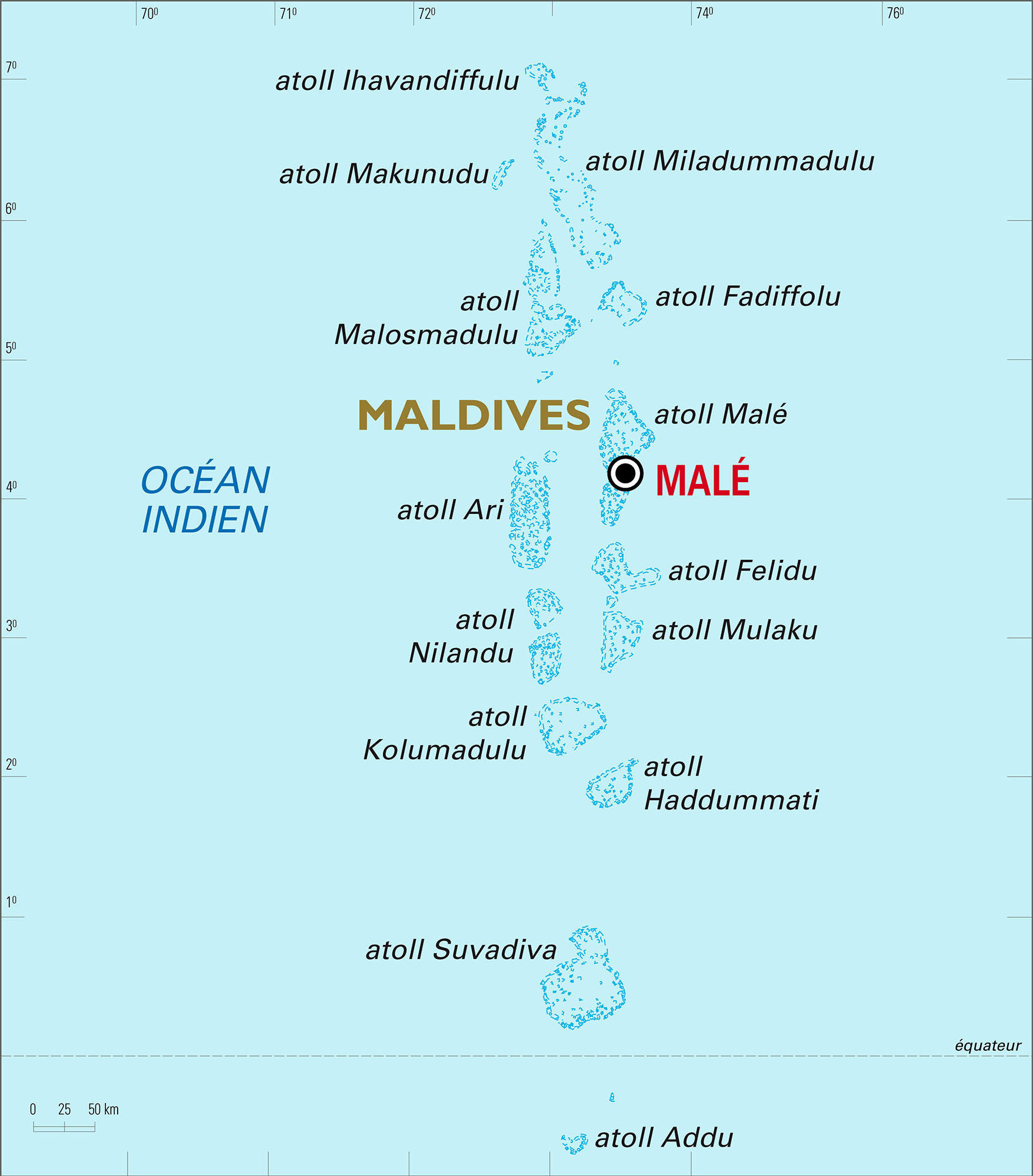 Maldives : carte générale