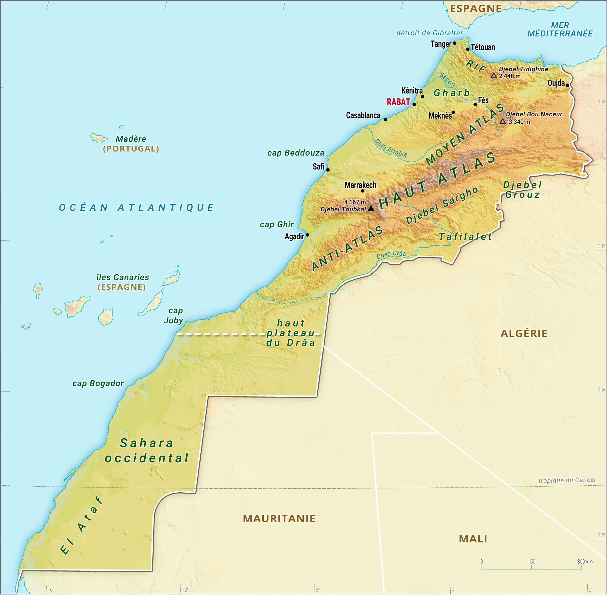 Maroc : carte physique