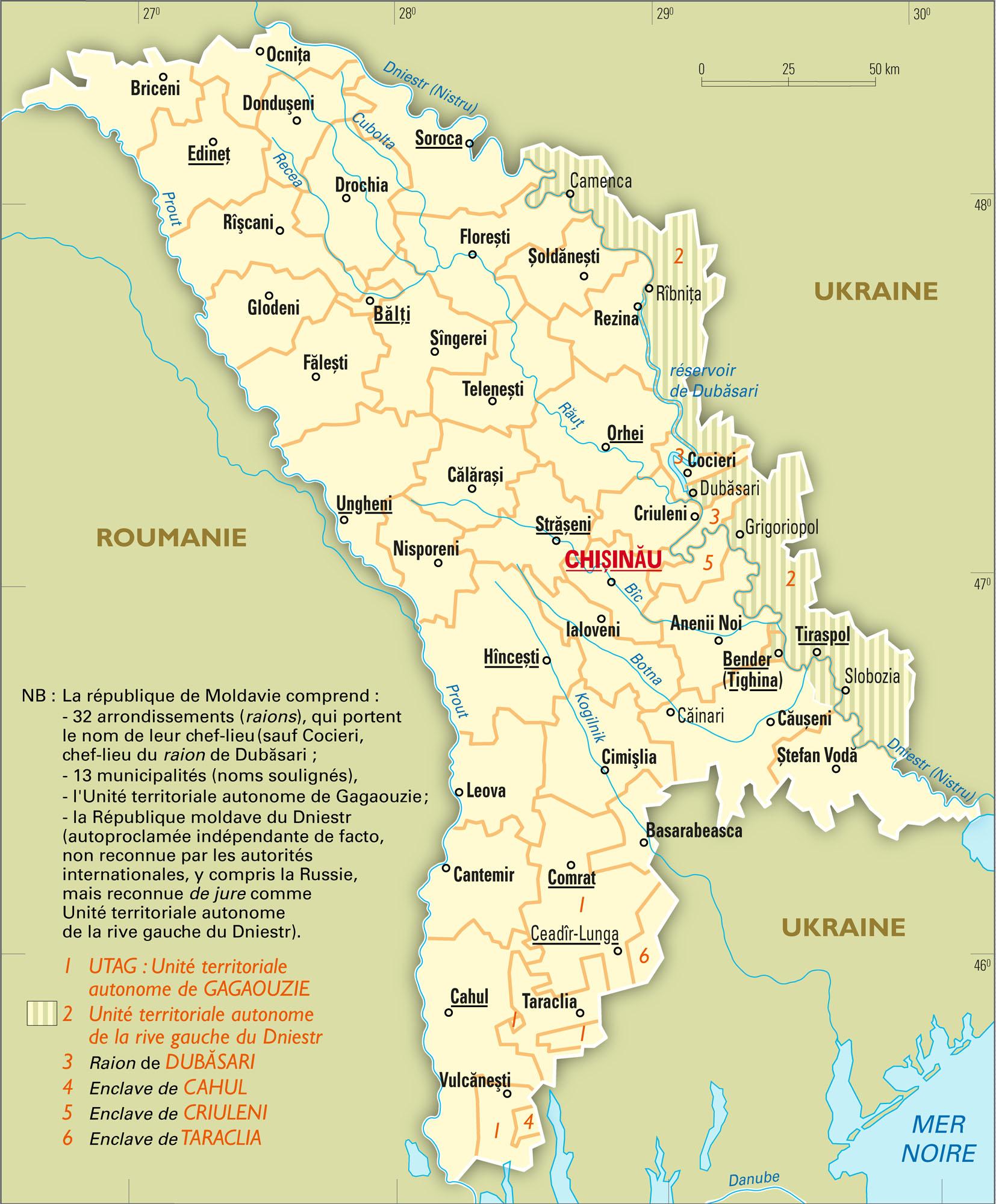 Moldavie : carte administrative