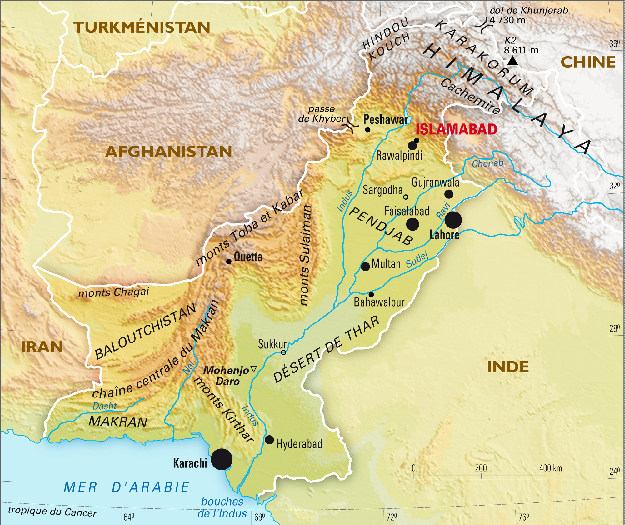 Pakistan : carte physique