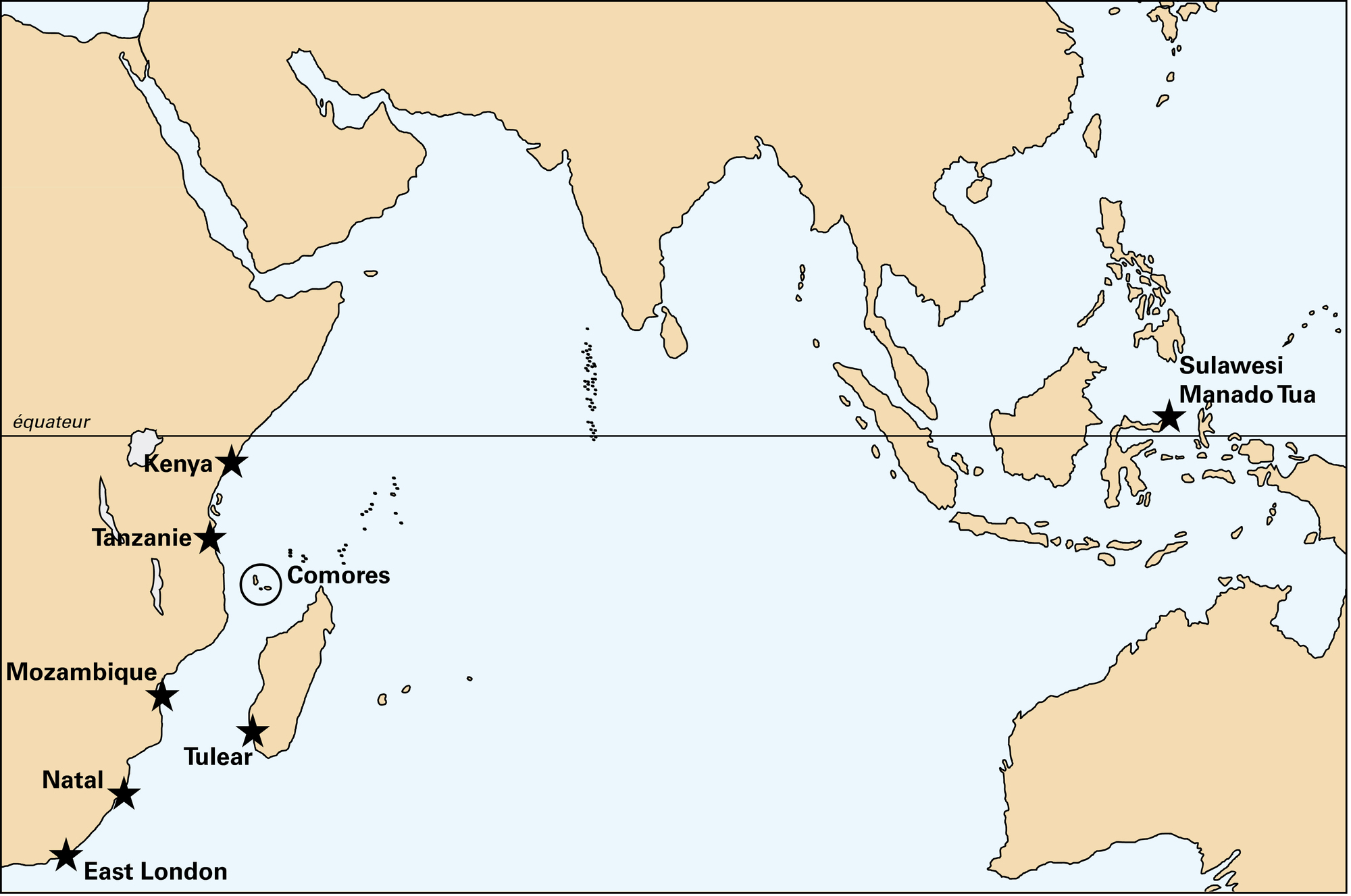 Cœlacanthe : répartition