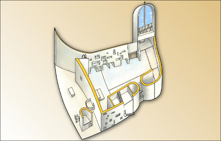 Notre-Dame-du-Haut, Ronchamp : représentation schématique