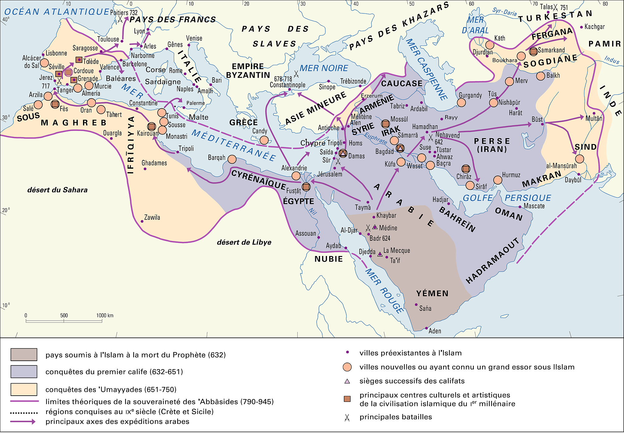 Islam, expansion du VII<sup>e</sup> au X<sup>e</sup> siècle