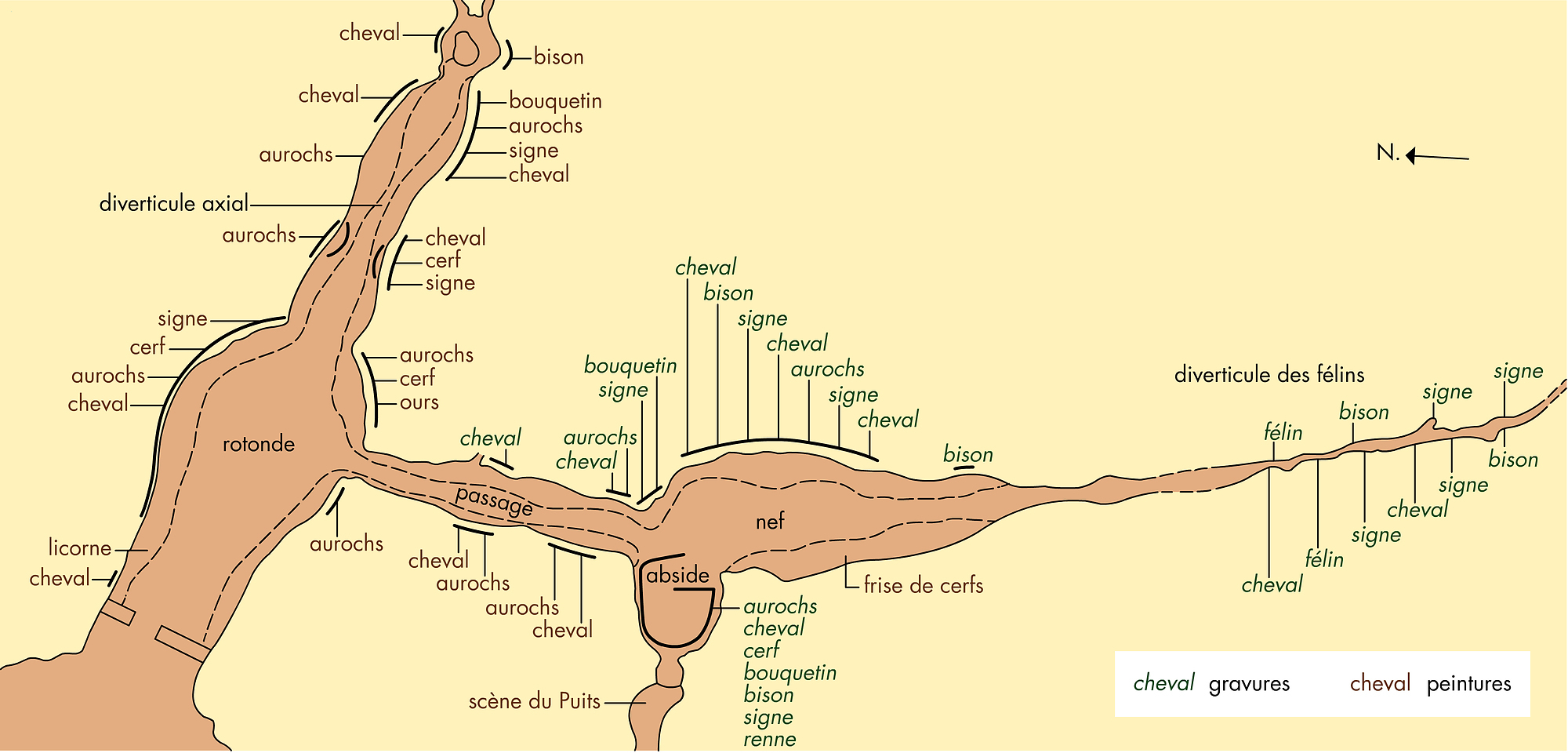 Plan de la grotte de Lascaux