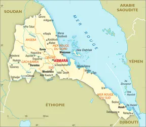 Érythrée : carte administrative - crédits : Encyclopædia Universalis France
