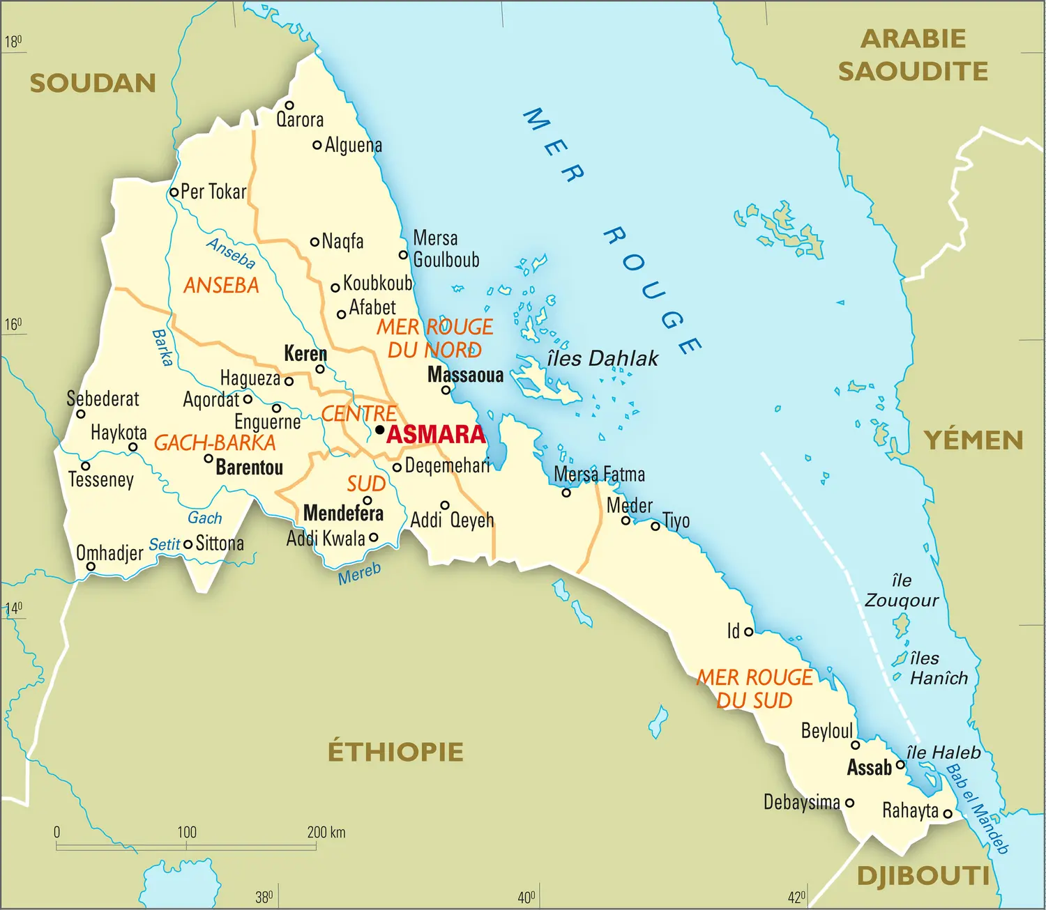 Érythrée : carte administrative