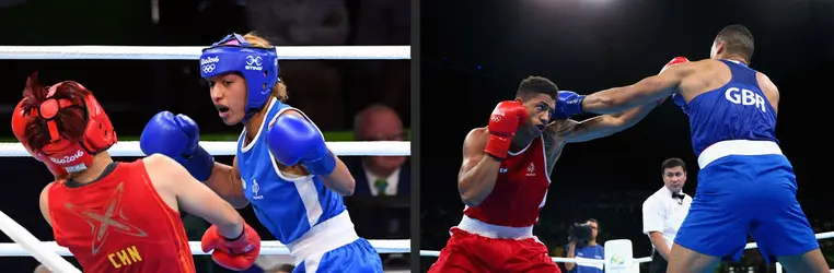 Tony Yoka et Estelle Mossely - crédits : Nolwenn Le Gouic/ Icon Sport/ Getty Images ; Alex Livesey/ Getty Images