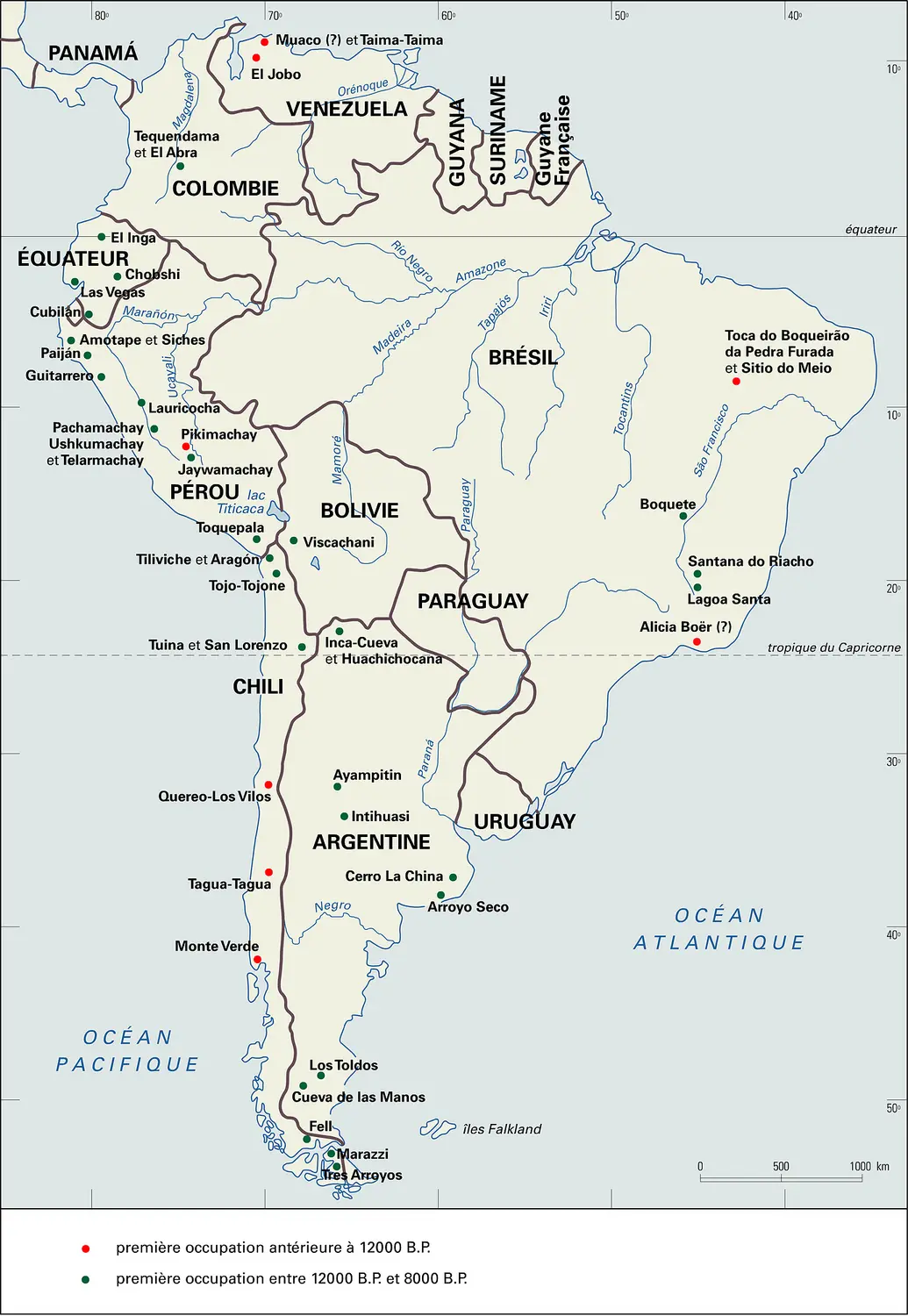 Amérique du Sud : préhistoire jusqu'en 8000 B.P.