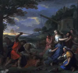 <it>Moïse défend les filles de Jéthro</it>, C. Le Brun - crédits :  Bridgeman Images 