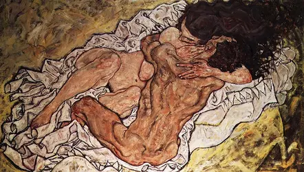 <it>L'Étreinte</it>, E. Schiele - crédits :  Bridgeman Images 