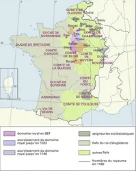 France : formation territoriale, de 987 à 1180 - crédits : Encyclopædia Universalis France