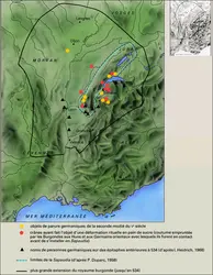 Royaume burgonde (seconde moitié du Ve s.) - crédits : Encyclopædia Universalis France