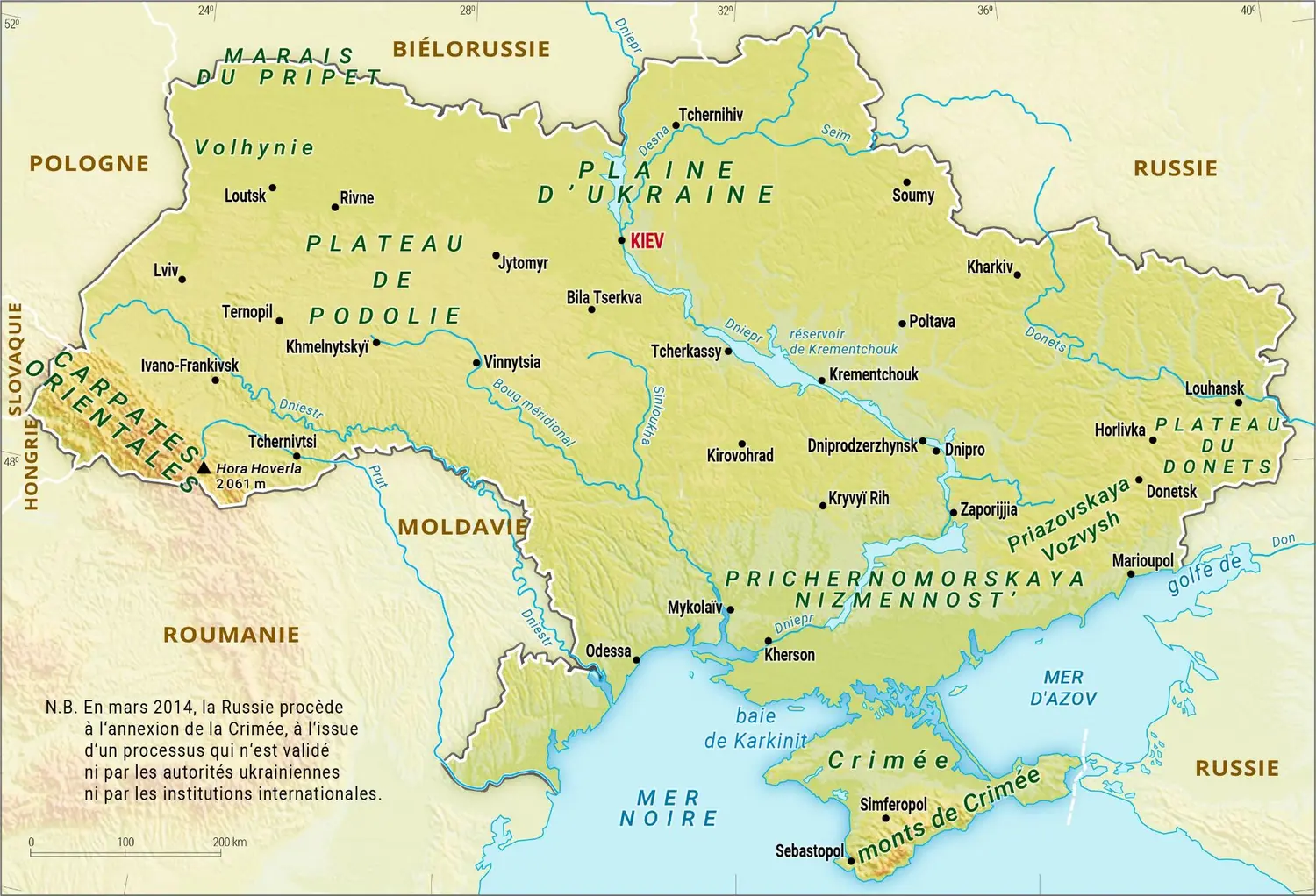 Ukraine : carte physique