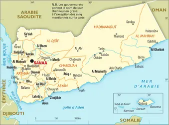 Yémen : carte administrative - crédits : Encyclopædia Universalis France