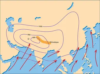 Mousson d’été asiatique - crédits : Encyclopædia Universalis France