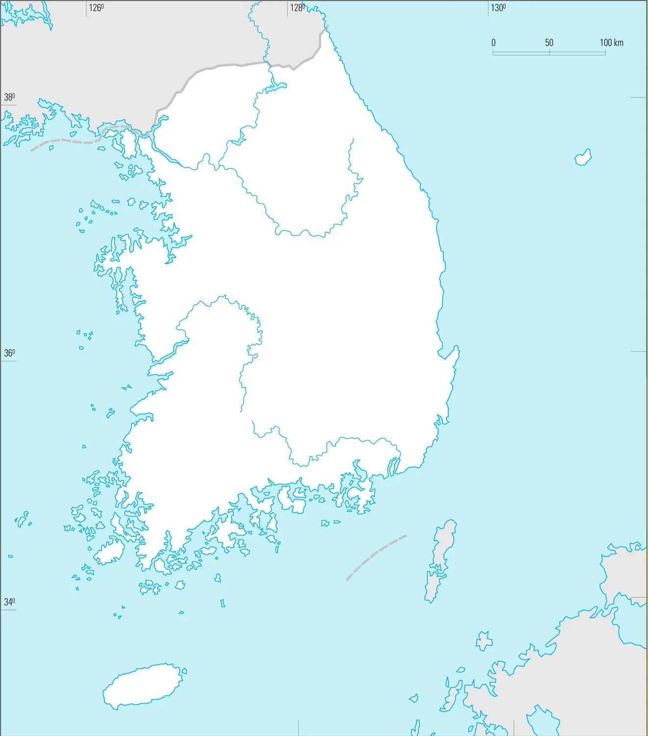 Corée du Sud : carte vierge