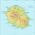 La Réunion [France] : carte physique - crédits : Encyclopædia Universalis France
