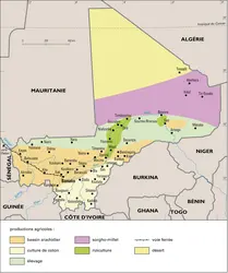 Mali : régions agricoles - crédits : Encyclopædia Universalis France