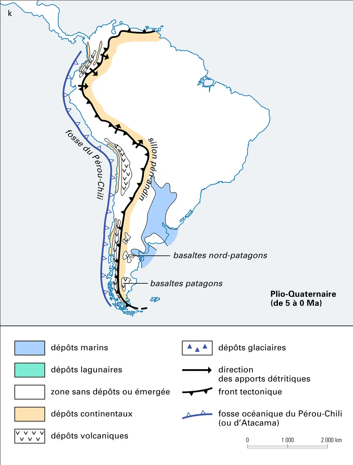 Cartes paléogéographiques simplifiées de l'Amérique du Sud - vue 11