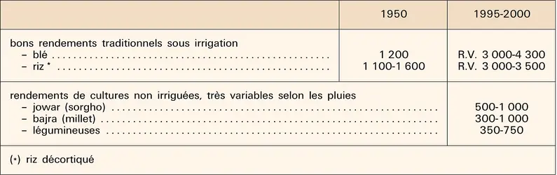 Inde : rendements agricoles - crédits : Encyclopædia Universalis France