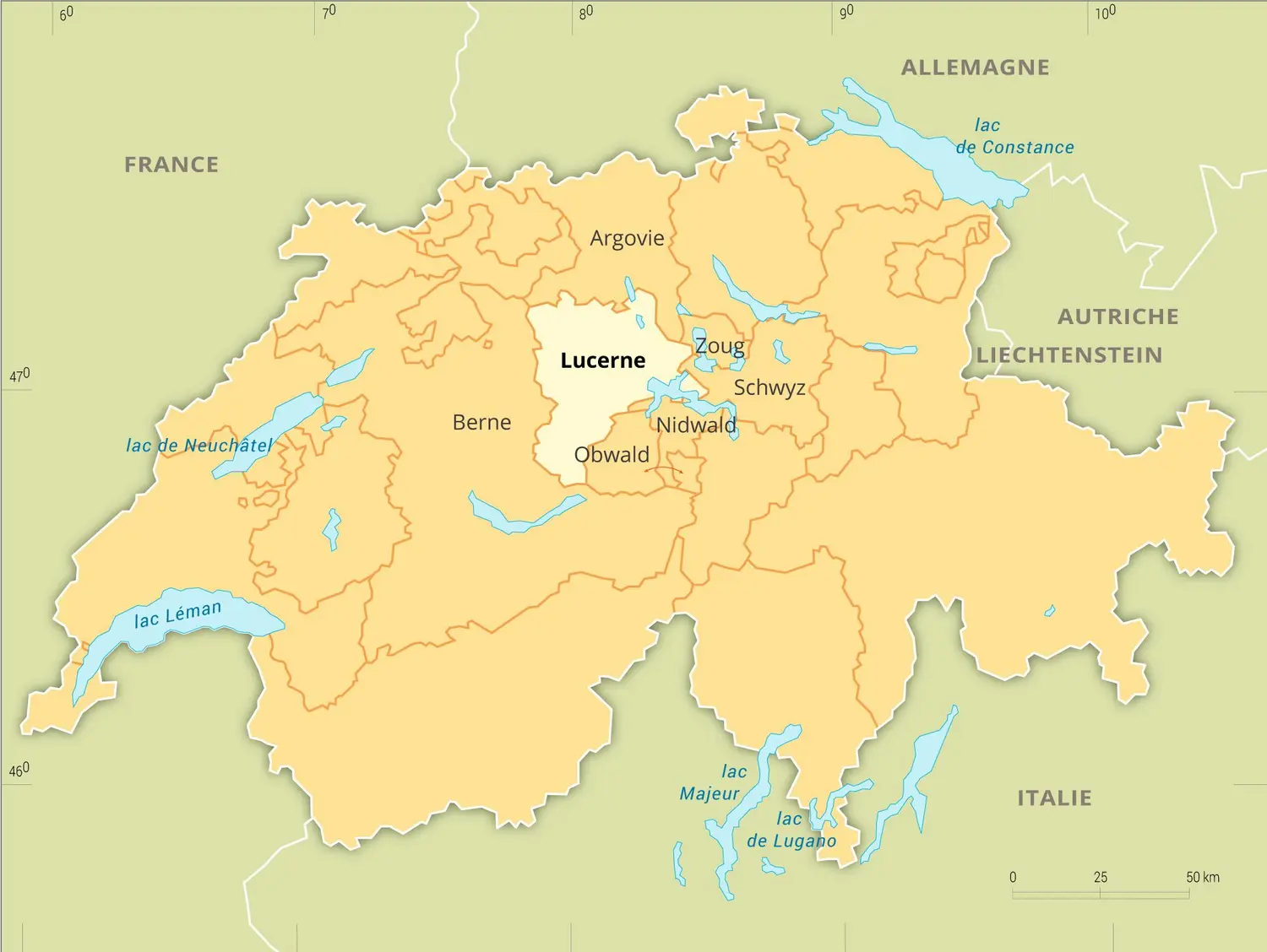 Lucerne : carte de situation du canton