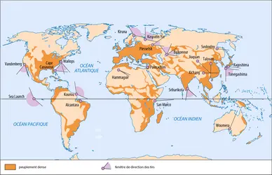 Bases de lancement spatial dans le monde - crédits : Encyclopædia Universalis France