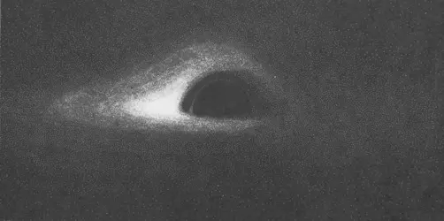Première simulation numérique d’un trou noir - crédits : J.-P. Luminet