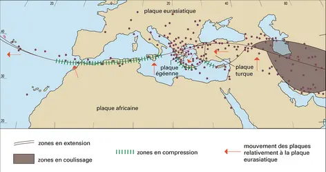 Sismicité de la zone méditerranéenne - crédits : Encyclopædia Universalis France