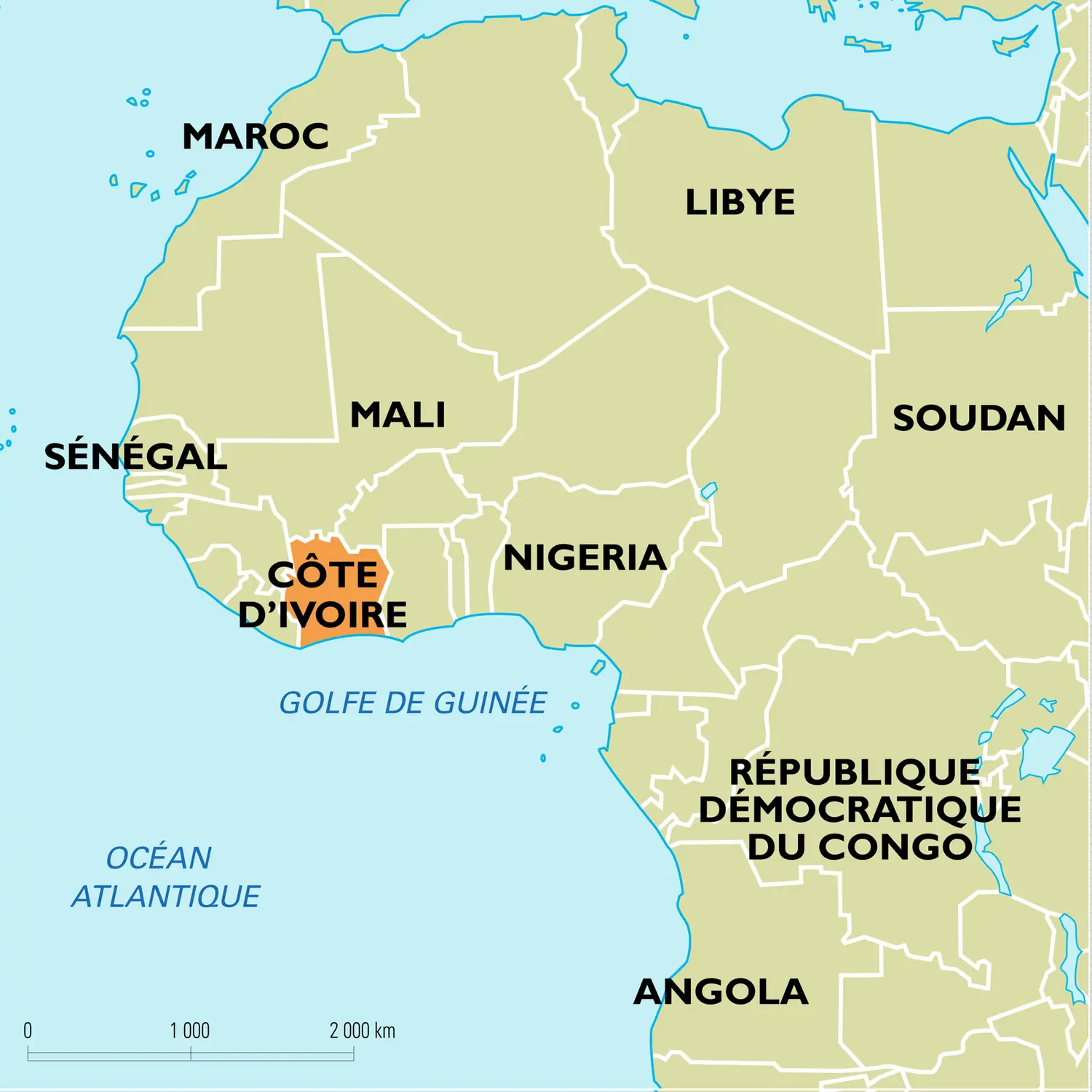 Côte d'Ivoire : carte de situation