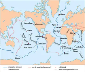 Répartition des principaux points chauds - crédits : Encyclopædia Universalis France