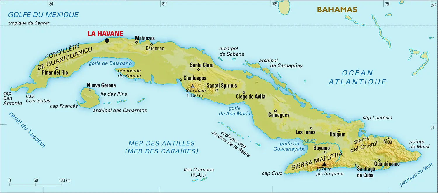 Cuba : carte physique