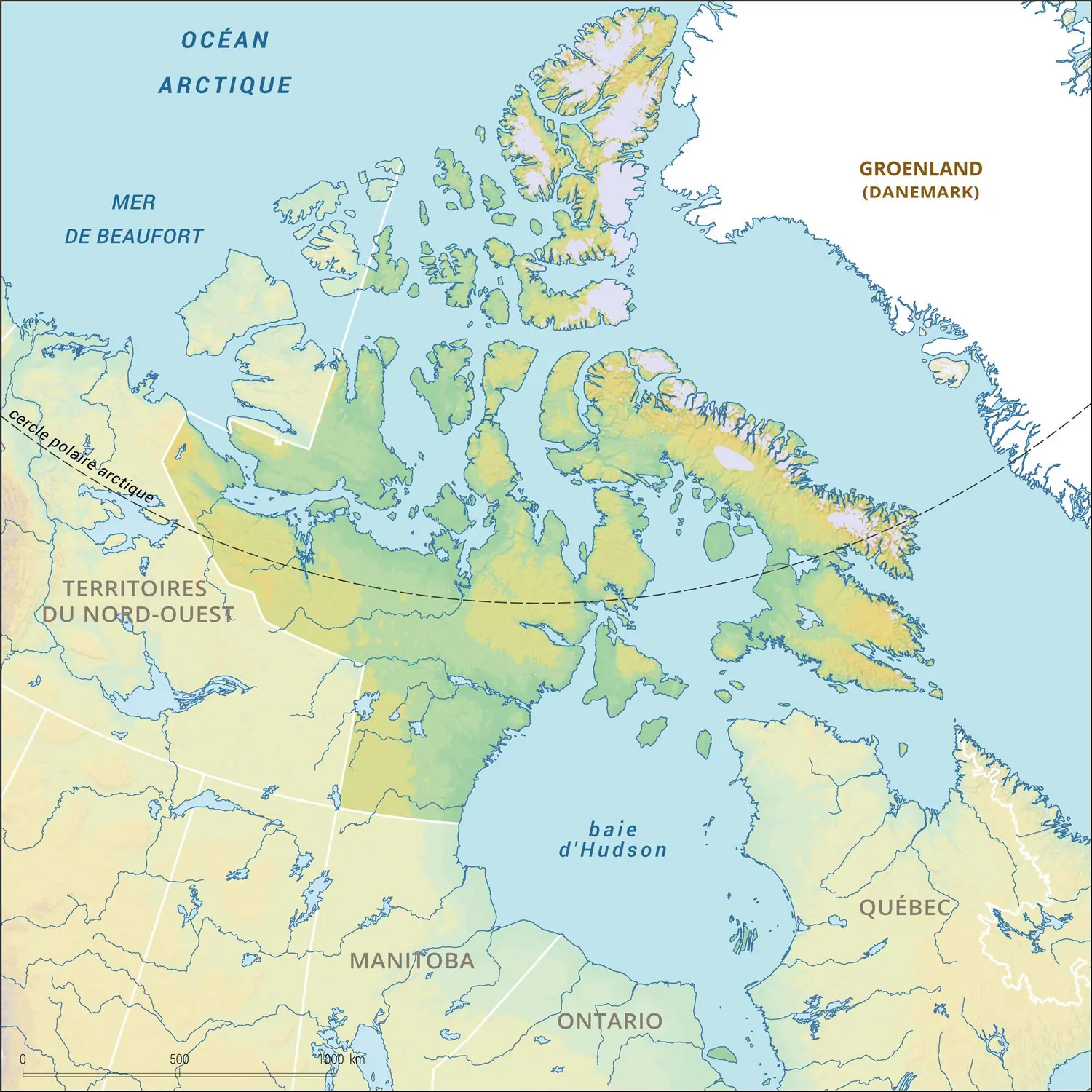 Nunavut : carte physique vierge