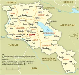Arménie : carte administrative - crédits : Encyclopædia Universalis France