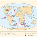 Mésozoïque : grandes provinces magmatiques - crédits : Encyclopædia Universalis France