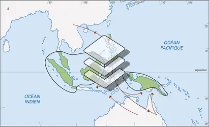 Extension géographique de deux variétés de climat de mousson en Asie du Sud-Est - crédits : Encyclopædia Universalis France