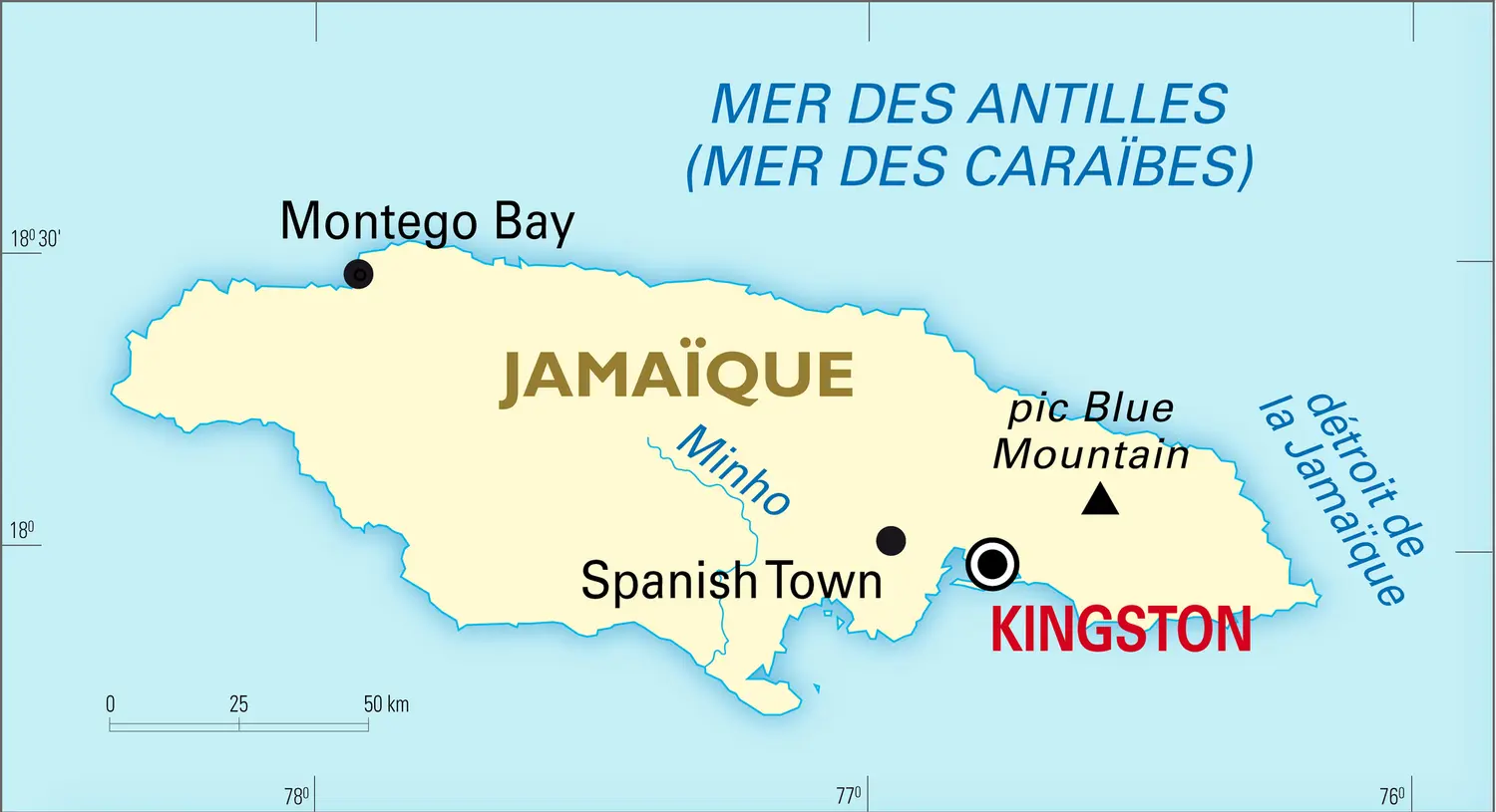 Jamaïque : carte générale