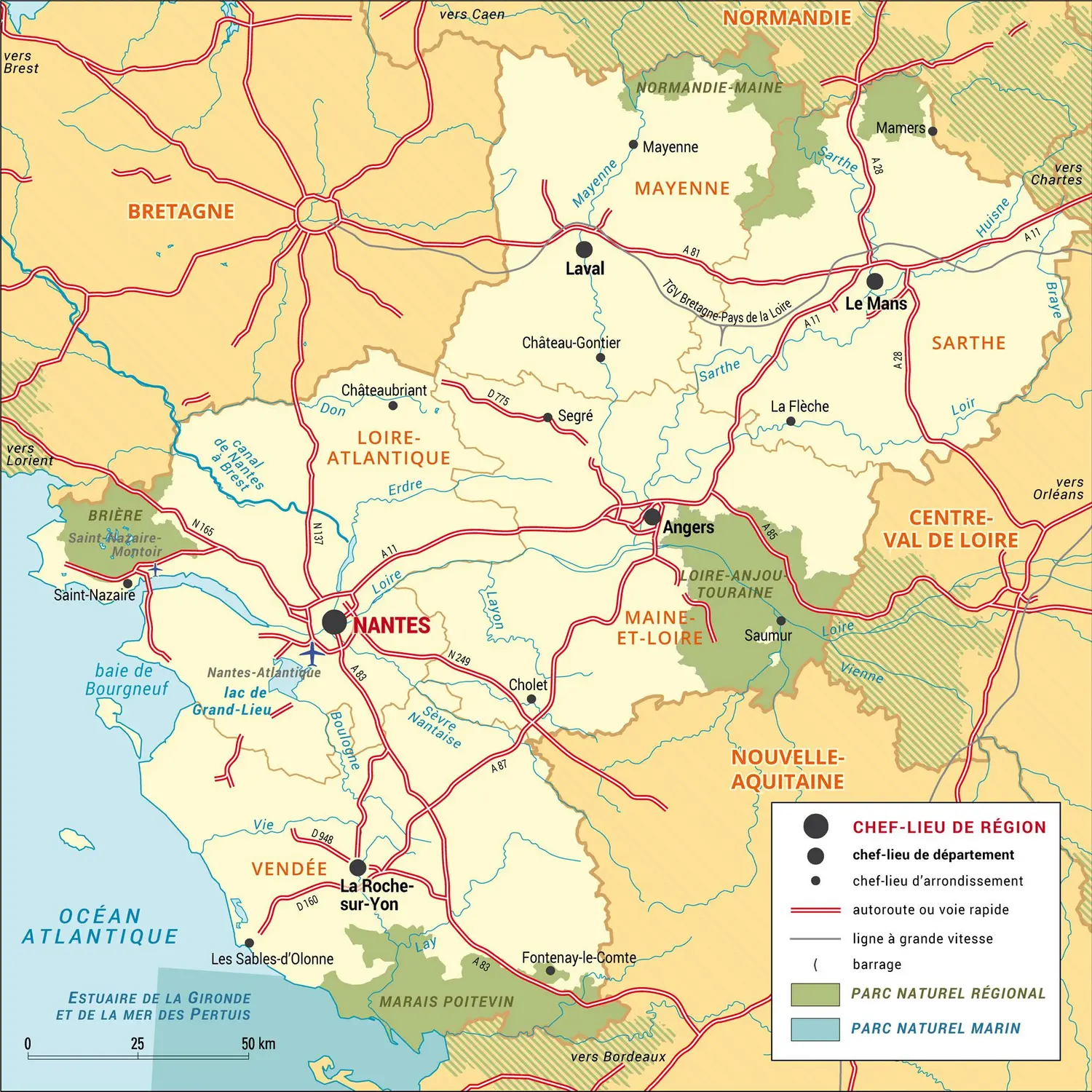 Pays de la Loire : carte administrative