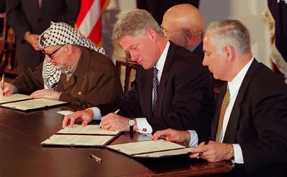 Accord de Wye Plantation, 23 octobre 1998 - crédits : Tim Sloan/ AFP