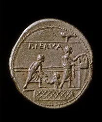 Denier romain avec scène de vote - crédits : Bibliothèque nationale de France