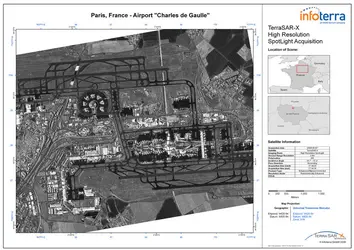 Aéroport de Paris-Charles-de-Gaulle vu par le satellite TerraSAR-X - crédits : ASTRIUM Services/ Infoterra GmbH 2008