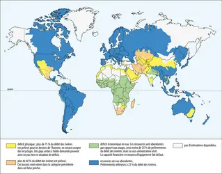 État des ressources en eau dans le monde - crédits : Encyclopædia Universalis France