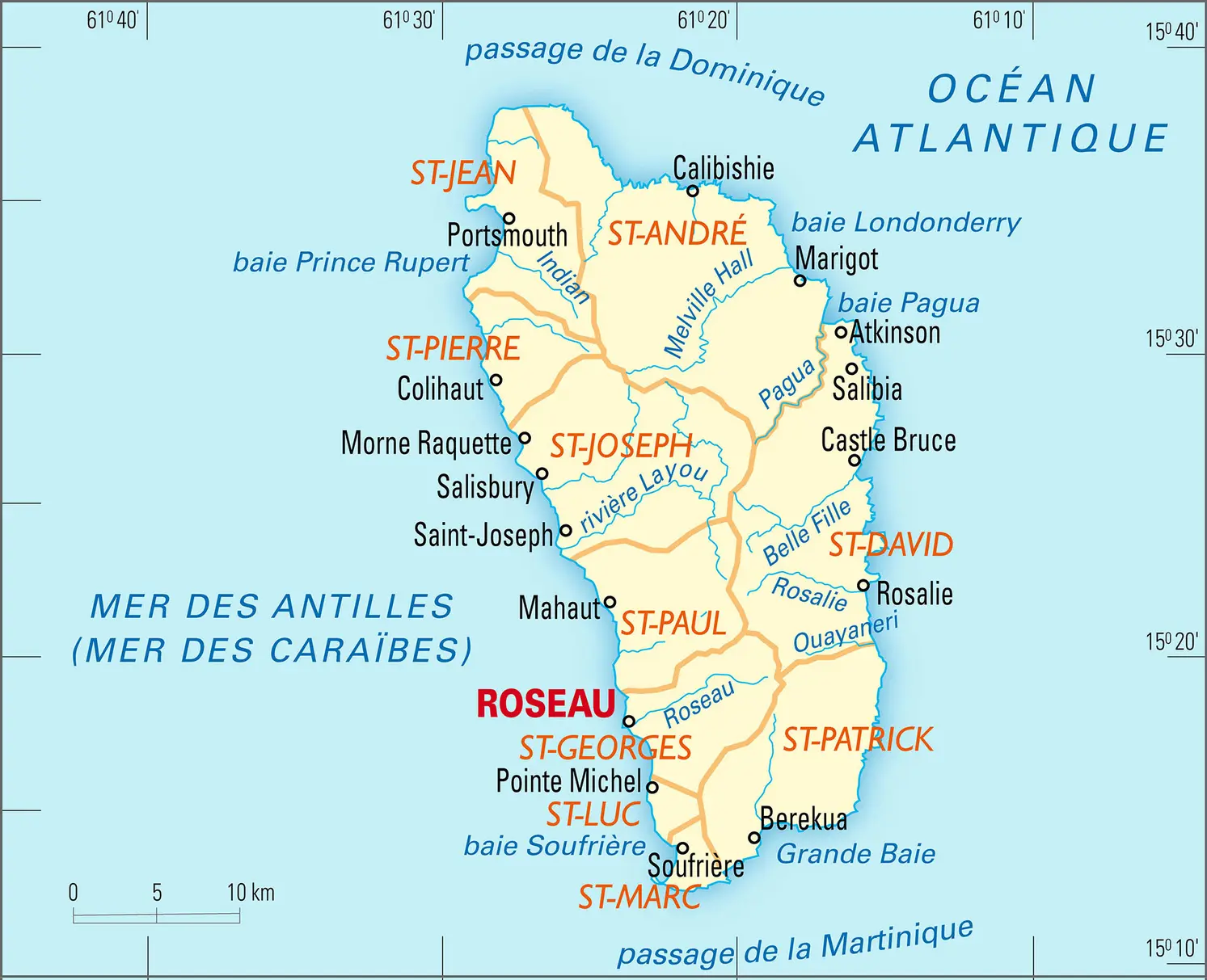 Dominique : carte administrative