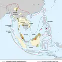 Distribution géographique de<em> Plasmodium knowlesi</em>, de son vecteur et de ses porteurs - crédits : Encyclopædia Universalis France