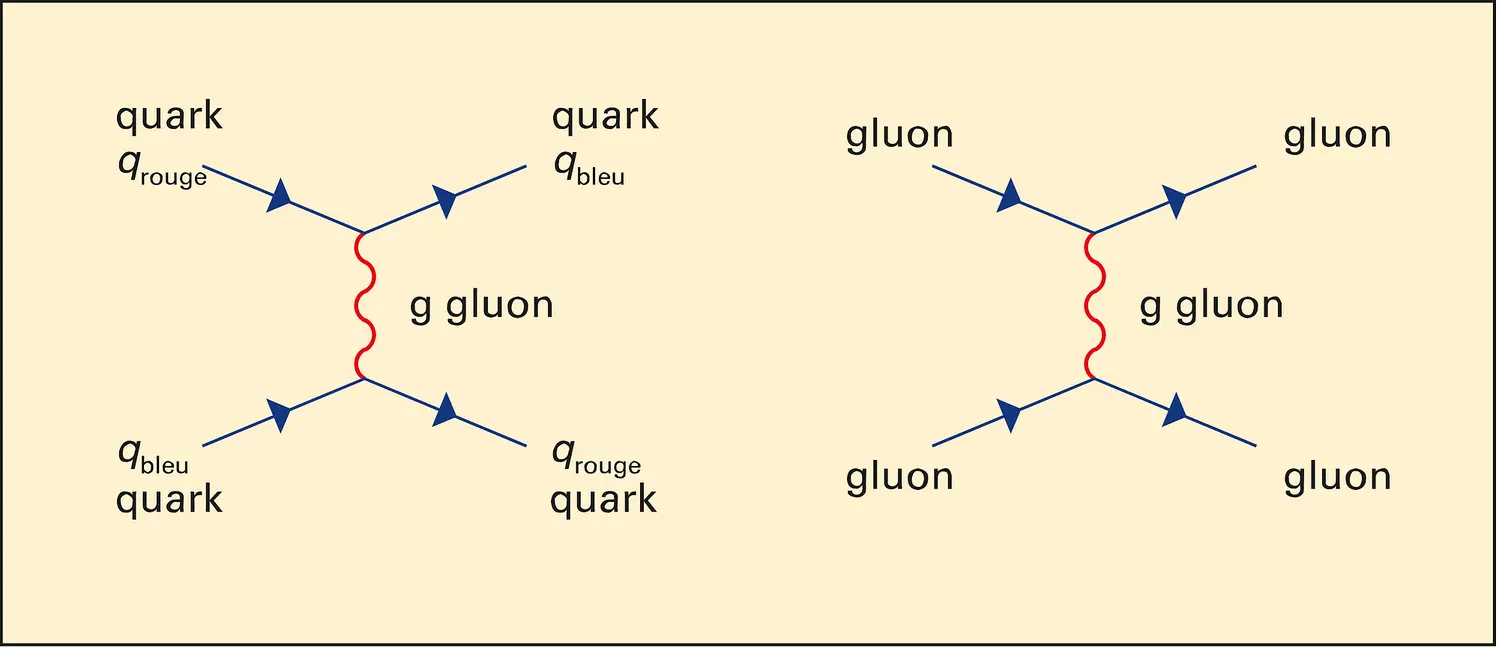 Diagramme de Feynman de l'interaction nucléaire forte