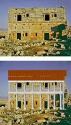 Restitution du portique-galerie d'une maison de Sergilla, Syrie - crédits : C. Duvette